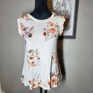 Pinkblush Ivory Floral Scoopneck Women's Blouse Size Medium
